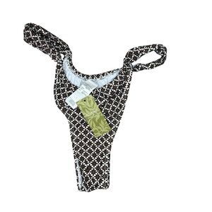 Cupshe x JOJO Fletcher Geometric Brown and White Swimwear Size Large Bottoms